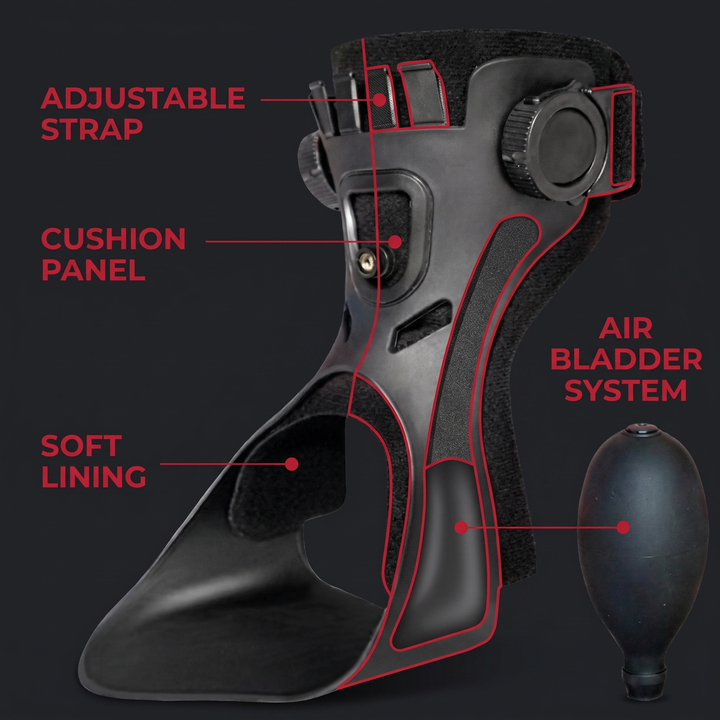 Adjustable Ankle Foot Orthosis Foot Drop Brace with Inflatable Air Cushion Unilateral Support Posture Correction Unisex AFO Brace for Rehabilitation Mobility Recovery Home Use
