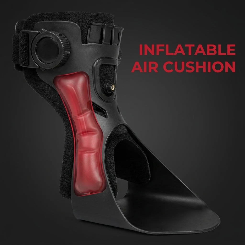Adjustable Ankle Foot Orthosis Foot Drop Brace with Inflatable Air Cushion Unilateral Support Posture Correction Unisex AFO Brace for Rehabilitation Mobility Recovery Home Use
