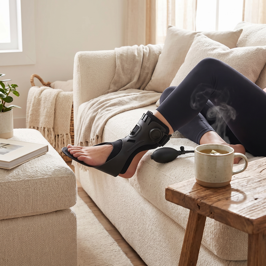 Adjustable Ankle Foot Orthosis Foot Drop Brace with Inflatable Air Cushion Unilateral Support Posture Correction Unisex AFO Brace for Rehabilitation Mobility Recovery Home Use