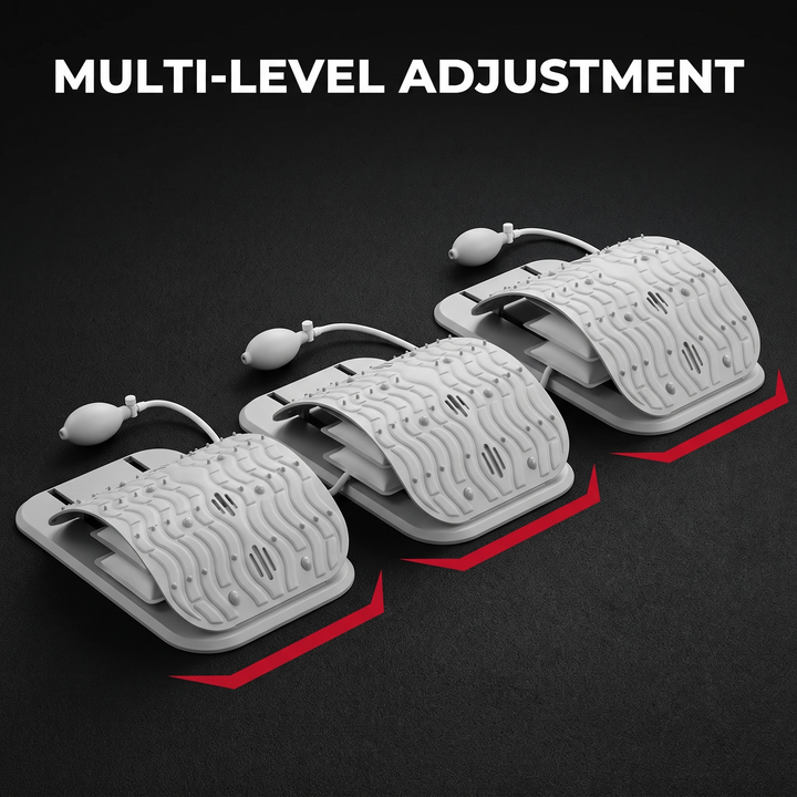 Adjustable Back Stretcher Lumbar Traction Device Ergonomic Lumbar Support Board Manual Airbag Spine Decompression Stretching Board for Home Use