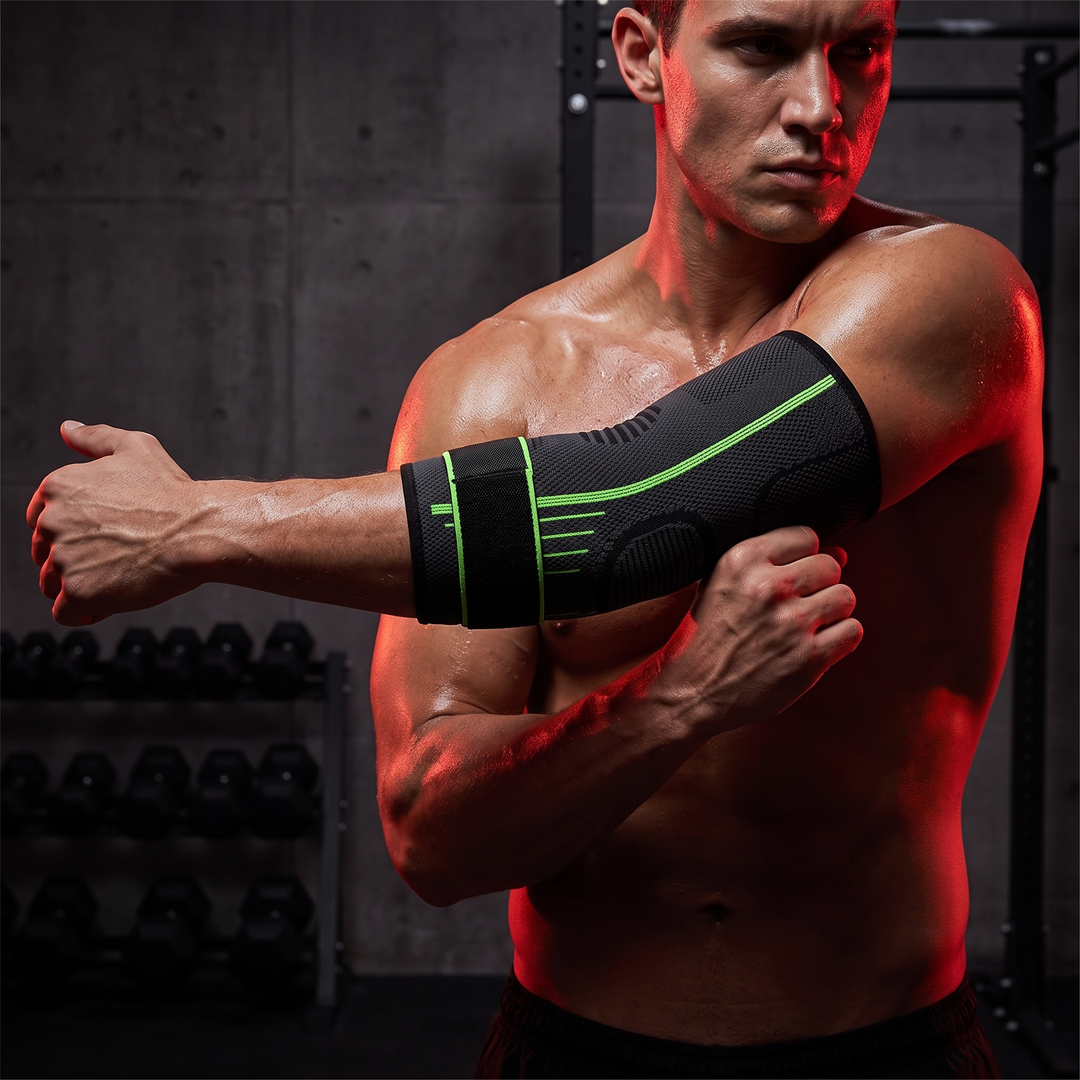 Adjustable Elbow Compression Sleeve Support Brace Arm Warmer Arthritis Bandage Pad Guard Unisex Stretch Fit for Gym Fitness Recovery Training