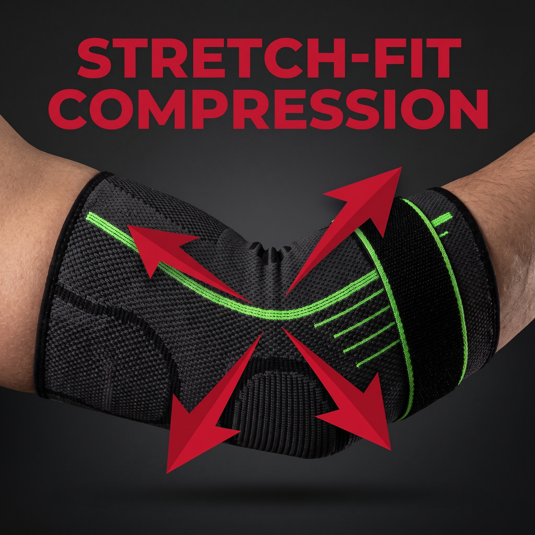 Adjustable Elbow Compression Sleeve Support Brace Arm Warmer Arthritis Bandage Pad Guard Unisex Stretch Fit for Gym Fitness Recovery Training