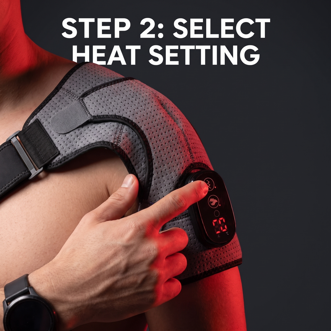 Adjustable Electric Heating Shoulder Massage Belt Shoulder Support Brace with LED Hot Compress Therapy Wrap for Shoulder Back Neck Pain Relief Recovery