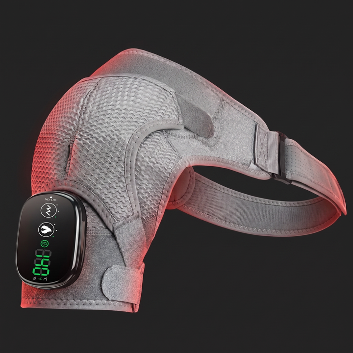 Adjustable Electric Heating Shoulder Massage Belt Shoulder Support Brace with LED Hot Compress Therapy Wrap for Shoulder Back Neck Pain Relief Recovery