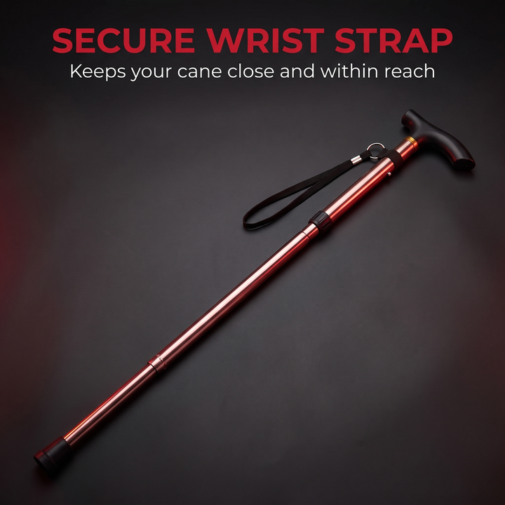 Adjustable Folding Walking Stick Telescopic Trekking Pole Lightweight Cane for Elderly Outdoor Hiking Mobility Support Home Use