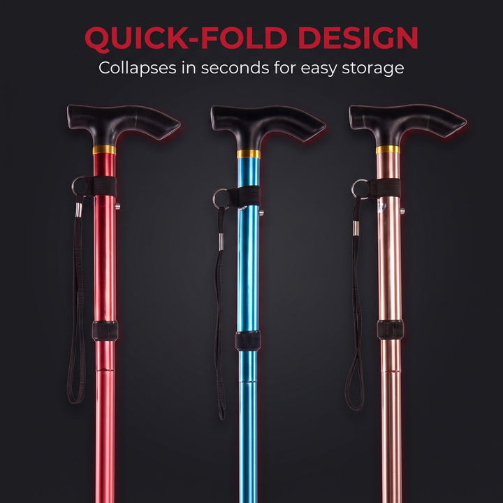 Adjustable Folding Walking Stick Telescopic Trekking Pole Lightweight Cane for Elderly Outdoor Hiking Mobility Support Home Use