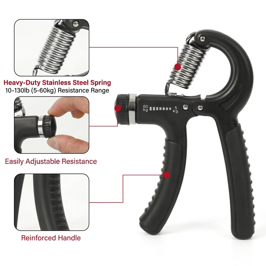 Adjustable Hand Grip Strengthener Forearm Finger Trainer Resistance Exercise Tool Rehabilitation Strength Home Gym Workout