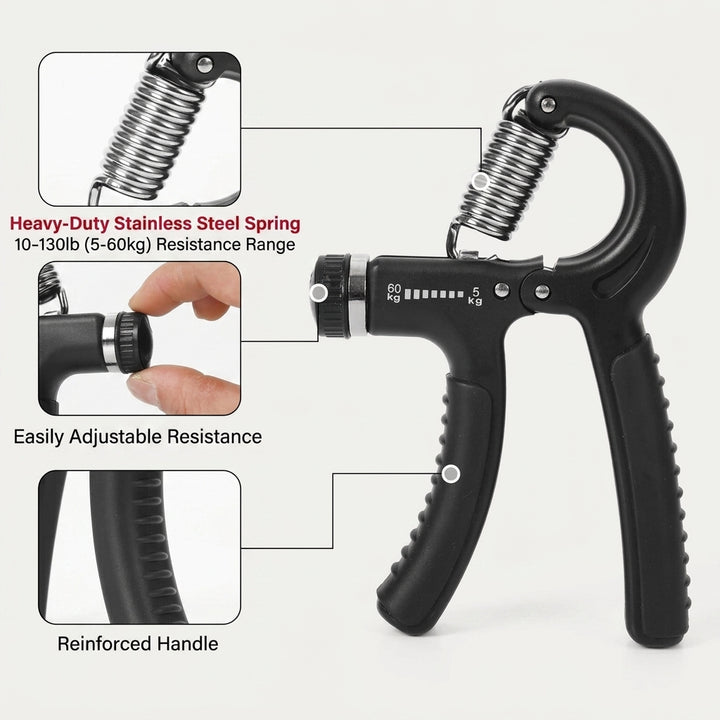 Adjustable Hand Grip Strengthener Forearm Finger Trainer Resistance Exercise Tool Rehabilitation Strength Home Gym Workout
