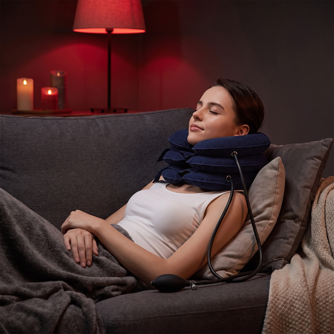 Adjustable Inflatable Cervical Neck Traction Device Air Pump Collar Neck Support Brace Spine Decompression Home Physiotherapy Rehabilitation