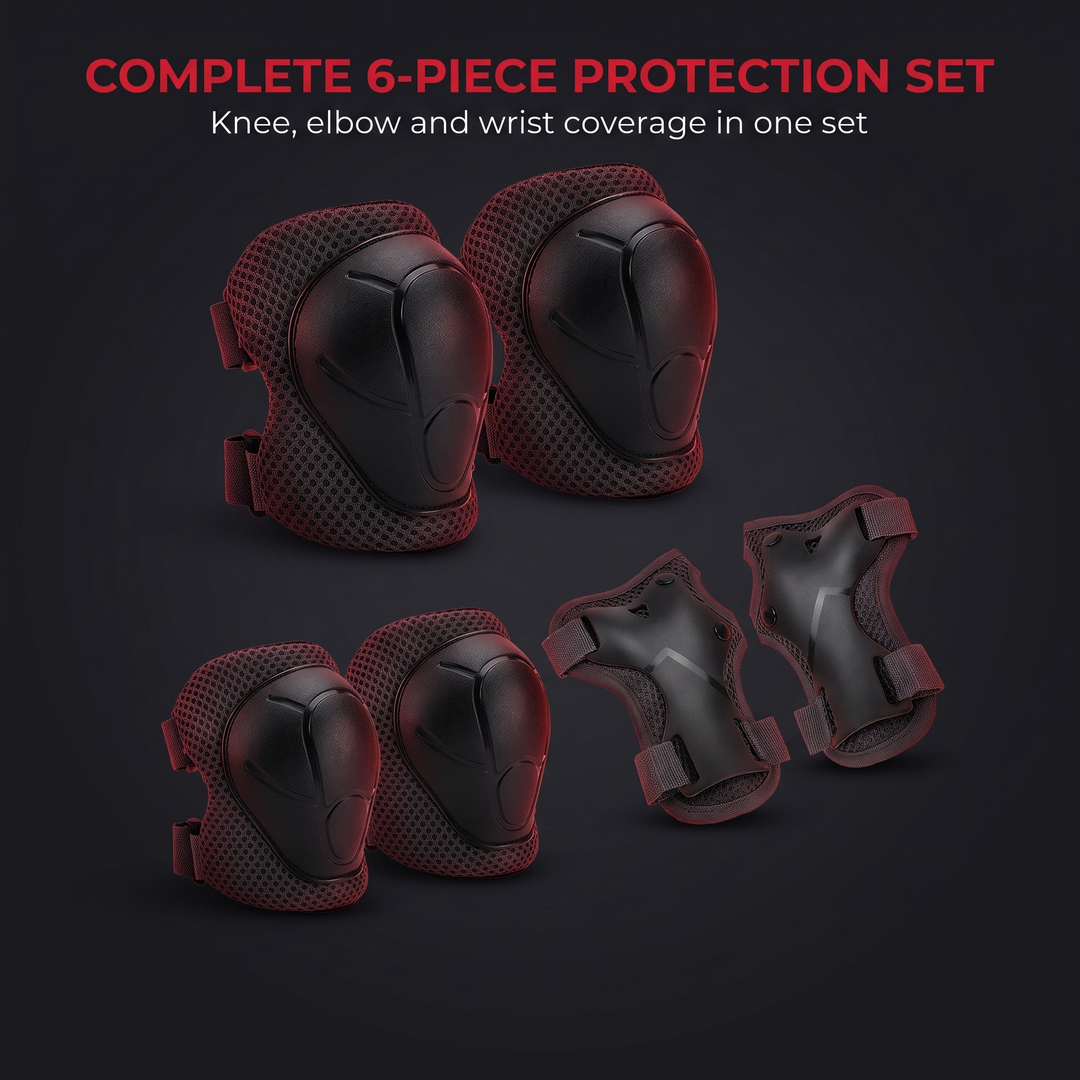 Adjustable Kids Knee Pads Elbow Pads Wrist Guards 6 Piece Protective Gear Set for Toddlers Boys Girls Skating Cycling Safety Protection Age 3 to 7