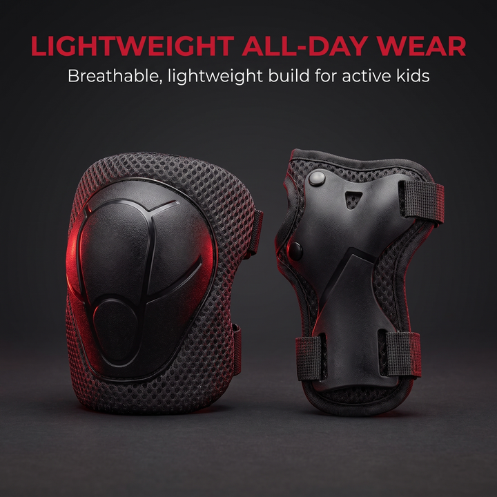 Adjustable Kids Knee Pads Elbow Pads Wrist Guards 6 Piece Protective Gear Set for Toddlers Boys Girls Skating Cycling Safety Protection Age 3 to 7