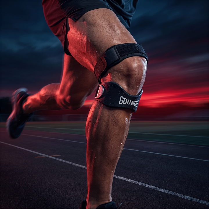 Adjustable Patella Tendon Knee Strap Patellar Support Brace Silicone Pressure Pad Knee Pain Relief Band for Running Basketball Gym Fitness
