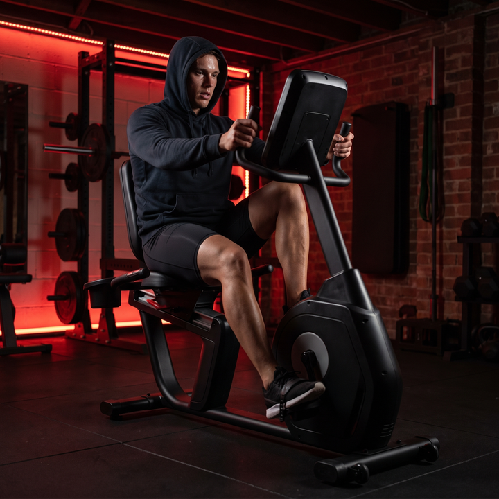 Adjustable Recumbent Exercise Bike Bluetooth Smart Stationary Bike LCD Display Heart Rate Monitor Handlebars Home Gym Cardio Fitness Bike for Low Impact Training Recovery