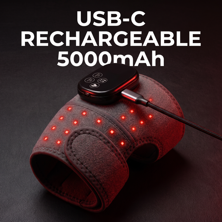 Cordless Heated Knee Wrap with Red Light Therapy 4 Temperature Settings Timer USB-C Rechargeable 5000mAh Knee Brace for Shoulder Elbow Home Use Recovery