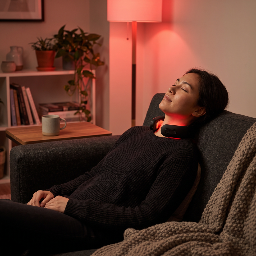 EMS Electric Neck Massager Cervical Muscle Relief Device 6 Modes 9 Speed Settings Portable Rechargeable Neck Pain Relief Massager for Home Office Use Recovery