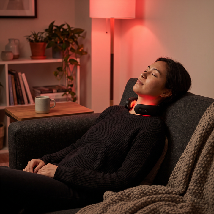 EMS Electric Neck Massager Cervical Muscle Relief Device 6 Modes 9 Speed Settings Portable Rechargeable Neck Pain Relief Massager for Home Office Use Recovery
