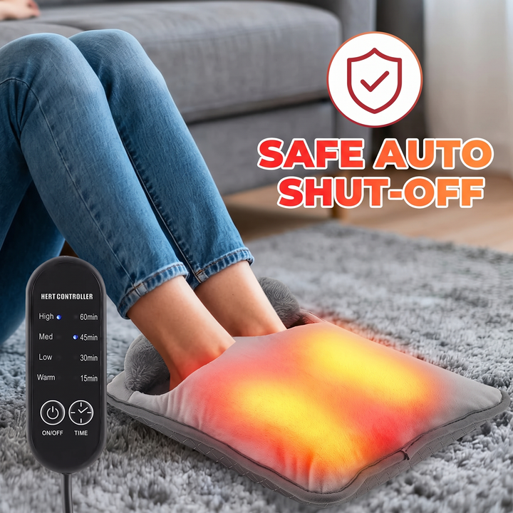 Electric Foot Heating Pad Adjustable Heat Settings Foot Warmer Mat 4 Heat Levels 4 Timers Fast Heating for Bed Office Home Winter Use