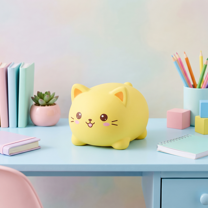 Ergonomic Cat Squishy Stress Relief Toy PU Foam Slow Rising Squeeze Ball Sensory Fidget Toy Anxiety Relief Desktop Ornament for Adults and Kids
