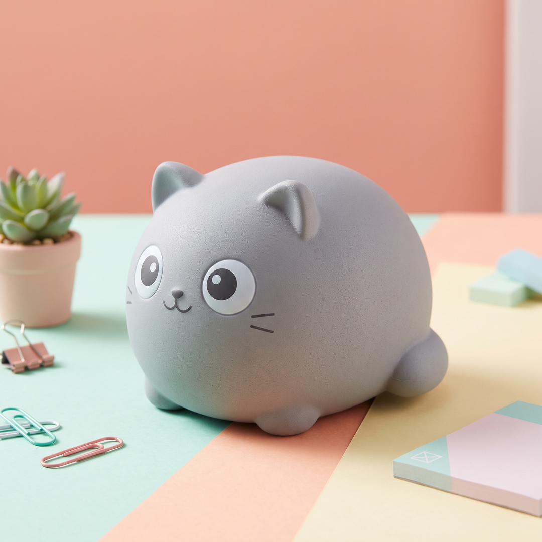 Ergonomic Cat Squishy Stress Relief Toy PU Foam Slow Rising Squeeze Ball Sensory Fidget Toy Anxiety Relief Desktop Ornament for Adults and Kids