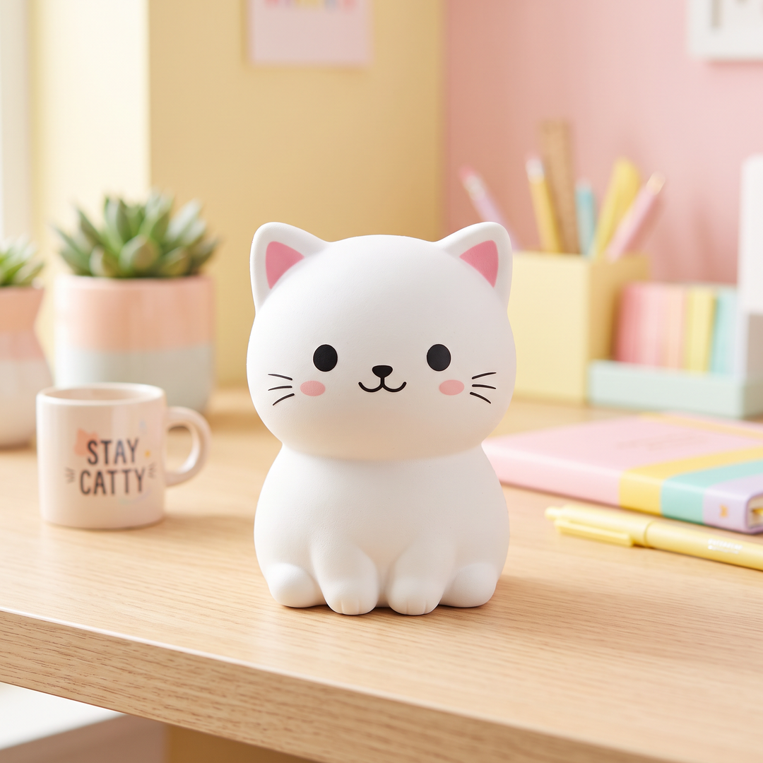 Ergonomic Cat Squishy Stress Relief Toy PU Foam Slow Rising Squeeze Ball Sensory Fidget Toy Anxiety Relief Desktop Ornament for Adults and Kids