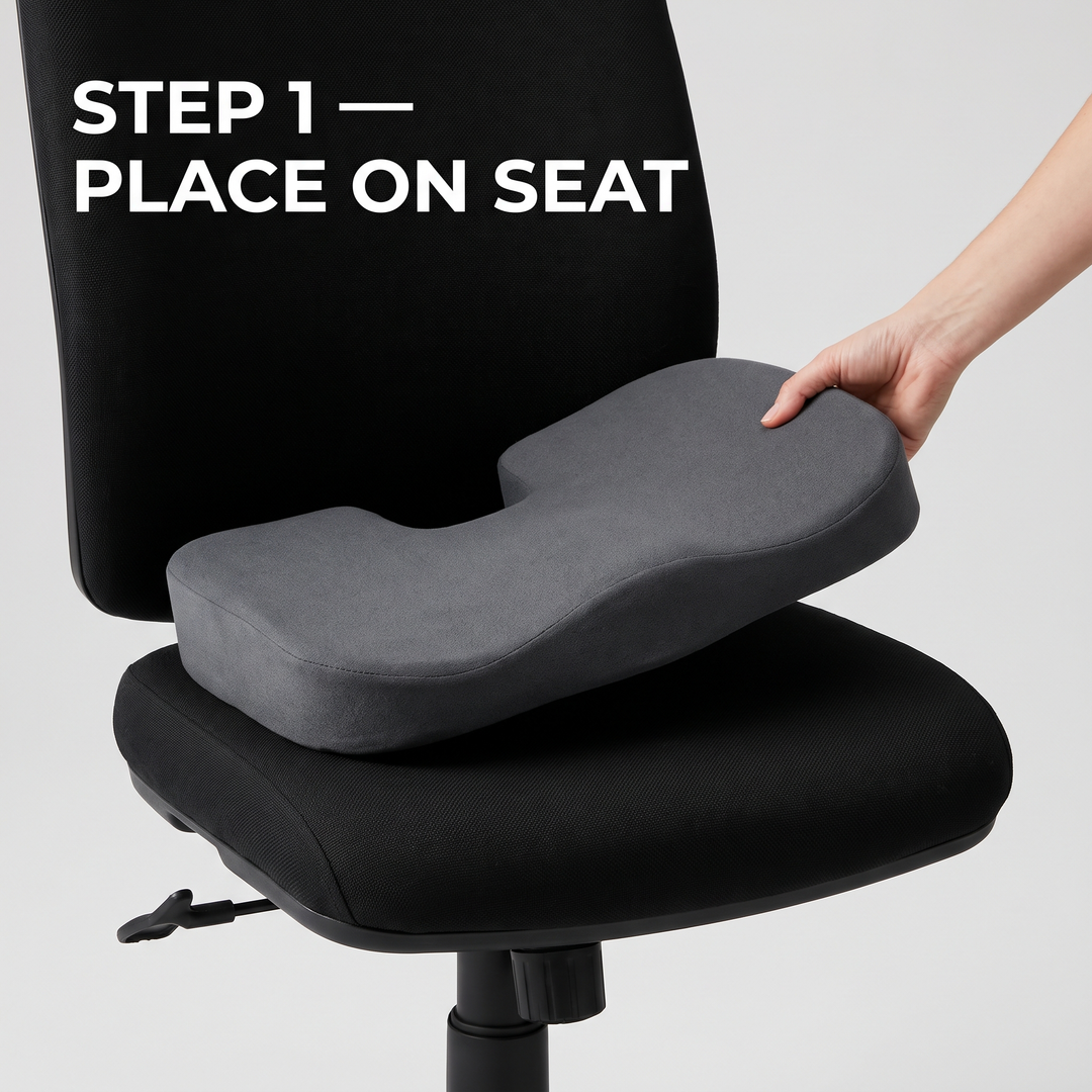 Ergonomic Lumbar Support Seat Cushion with Backrest Memory Foam Chair Cushion for Office Home Study Posture Support Coccyx Relief Cushion for Long Sitting
