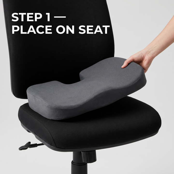 Ergonomic Lumbar Support Seat Cushion with Backrest Memory Foam Chair Cushion for Office Home Study Posture Support Coccyx Relief Cushion for Long Sitting