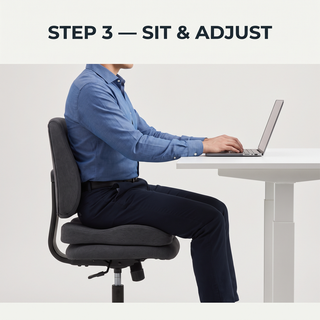Ergonomic Lumbar Support Seat Cushion with Backrest Memory Foam Chair Cushion for Office Home Study Posture Support Coccyx Relief Cushion for Long Sitting