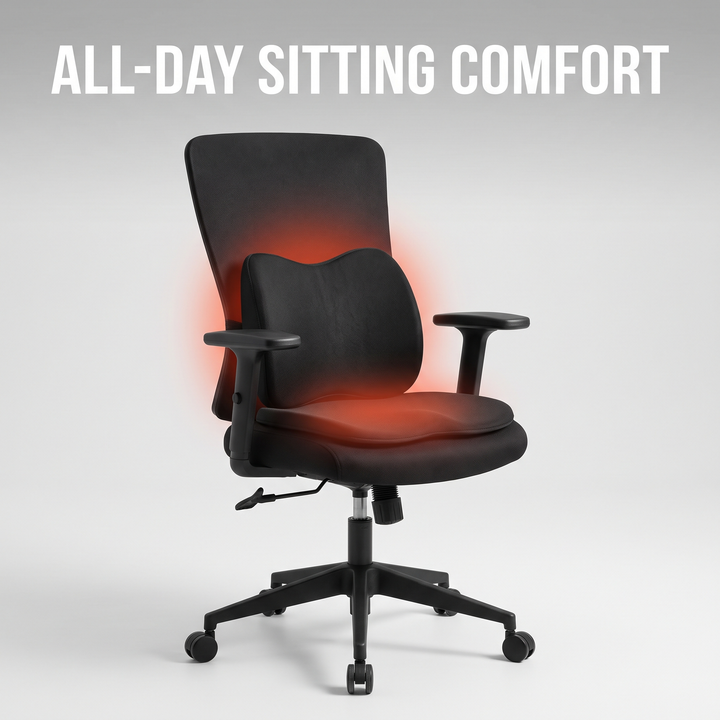 Ergonomic Lumbar Support Seat Cushion with Backrest Memory Foam Chair Cushion for Office Home Study Posture Support Coccyx Relief Cushion for Long Sitting