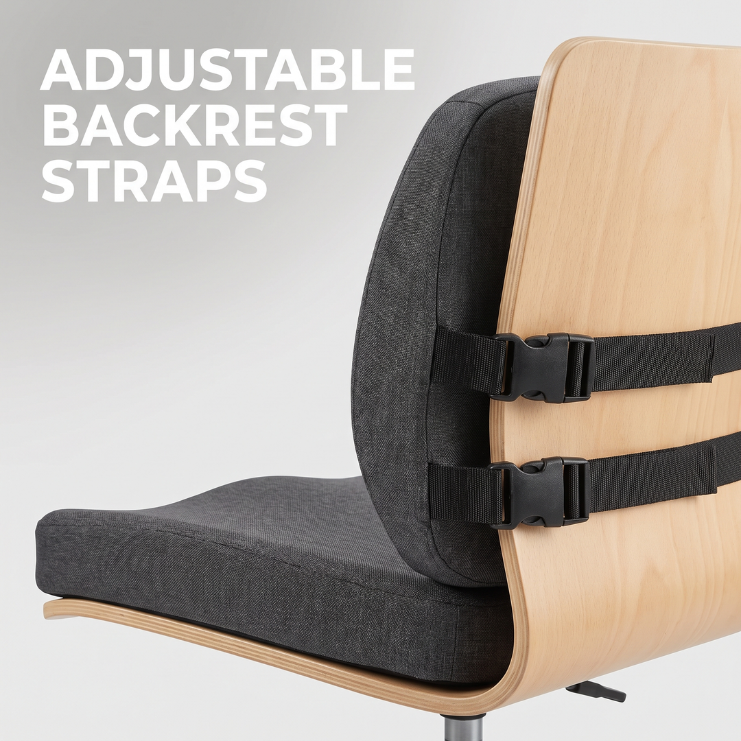 Ergonomic Lumbar Support Seat Cushion with Backrest Memory Foam Chair Cushion for Office Home Study Posture Support Coccyx Relief Cushion for Long Sitting