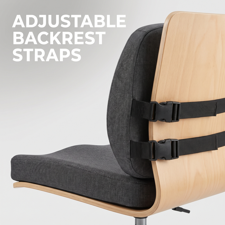 Ergonomic Lumbar Support Seat Cushion with Backrest Memory Foam Chair Cushion for Office Home Study Posture Support Coccyx Relief Cushion for Long Sitting