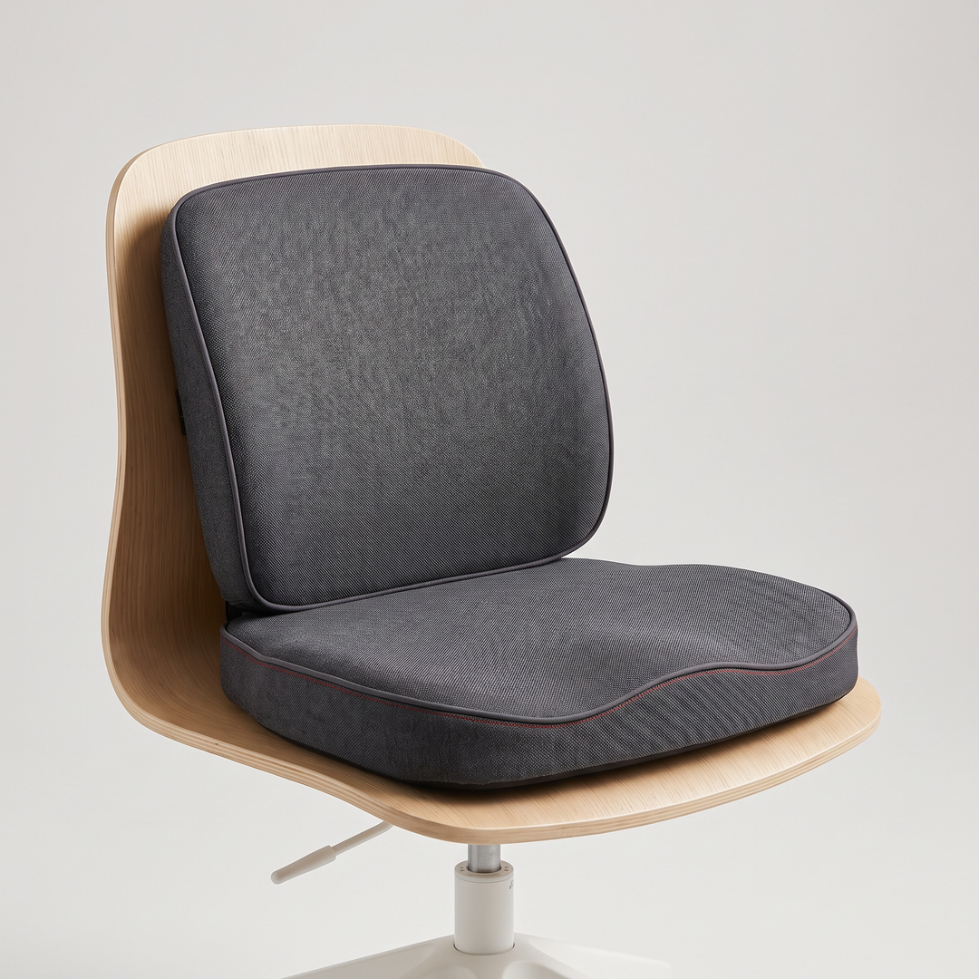Ergonomic Lumbar Support Seat Cushion with Backrest Memory Foam Chair Cushion for Office Home Study Posture Support Coccyx Relief Cushion for Long Sitting