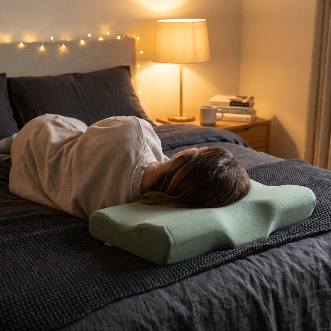 Ergonomic Memory Foam Cervical Pillow Contour Neck Support Pillow for Neck Pain Relief Side Back Stomach Sleeper Orthopedic Design Home Sleep Recovery