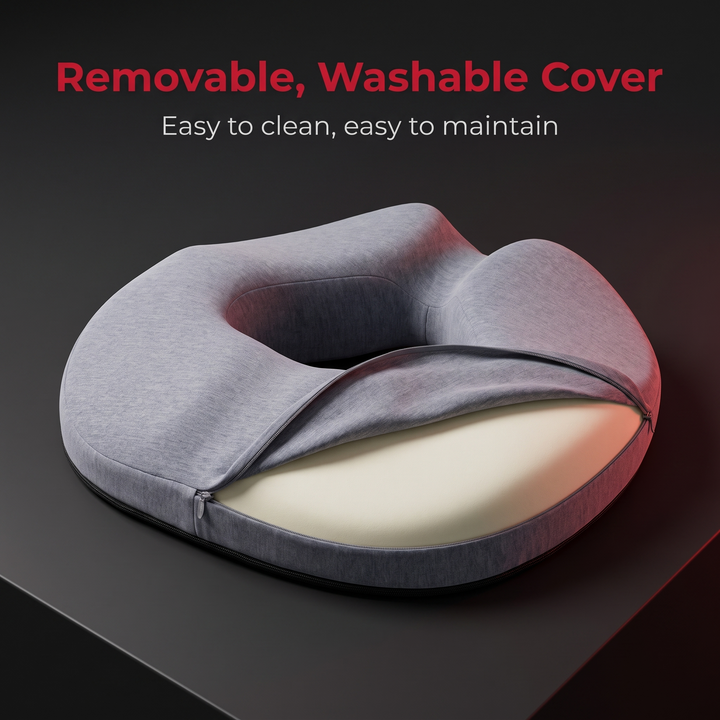 Ergonomic Memory Foam Donut Seat Cushion Coccyx Support Pillow for Tailbone Pain Sciatica Hemorrhoids Pressure Relief Office Chair Home Use