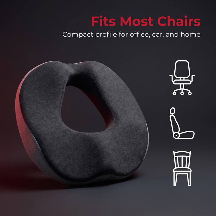 Ergonomic Memory Foam Donut Seat Cushion Coccyx Support Pillow for Tailbone Pain Sciatica Hemorrhoids Pressure Relief Office Chair Home Use