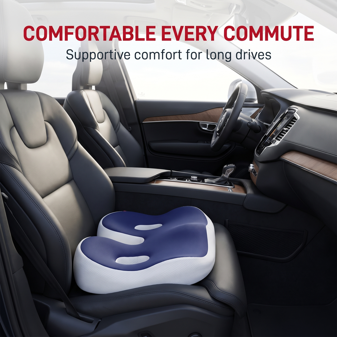 Ergonomic Memory Foam Seat Cushion Coccyx Tailbone Pain Relief Cushion Pressure Relief Office Chair Pad Slow Rebound Foam Sitting Pad for Home Office Wheelchair Daily Use