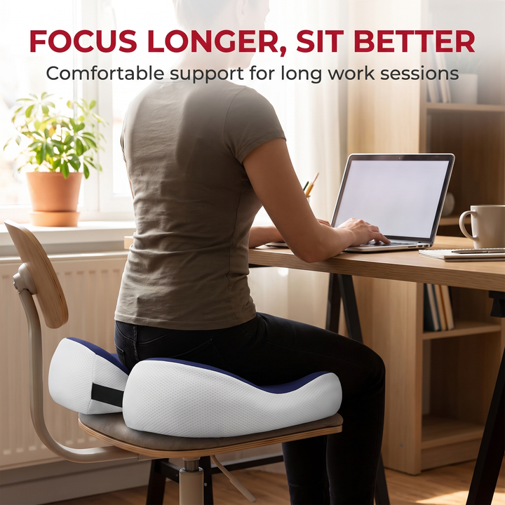 Ergonomic Memory Foam Seat Cushion Coccyx Tailbone Pain Relief Cushion Pressure Relief Office Chair Pad Slow Rebound Foam Sitting Pad for Home Office Wheelchair Daily Use