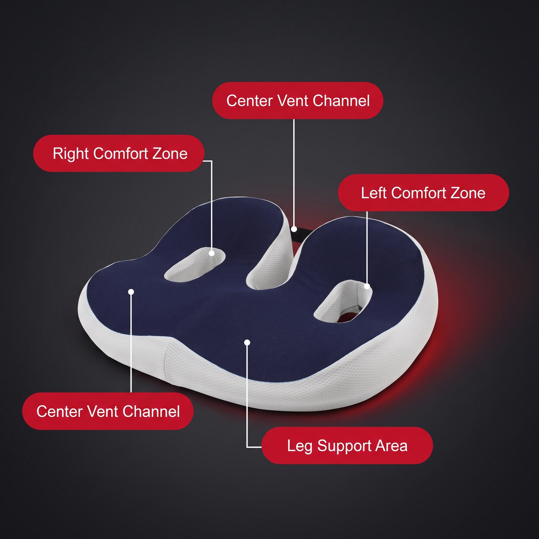 Ergonomic Memory Foam Seat Cushion Coccyx Tailbone Pain Relief Cushion Pressure Relief Office Chair Pad Slow Rebound Foam Sitting Pad for Home Office Wheelchair Daily Use