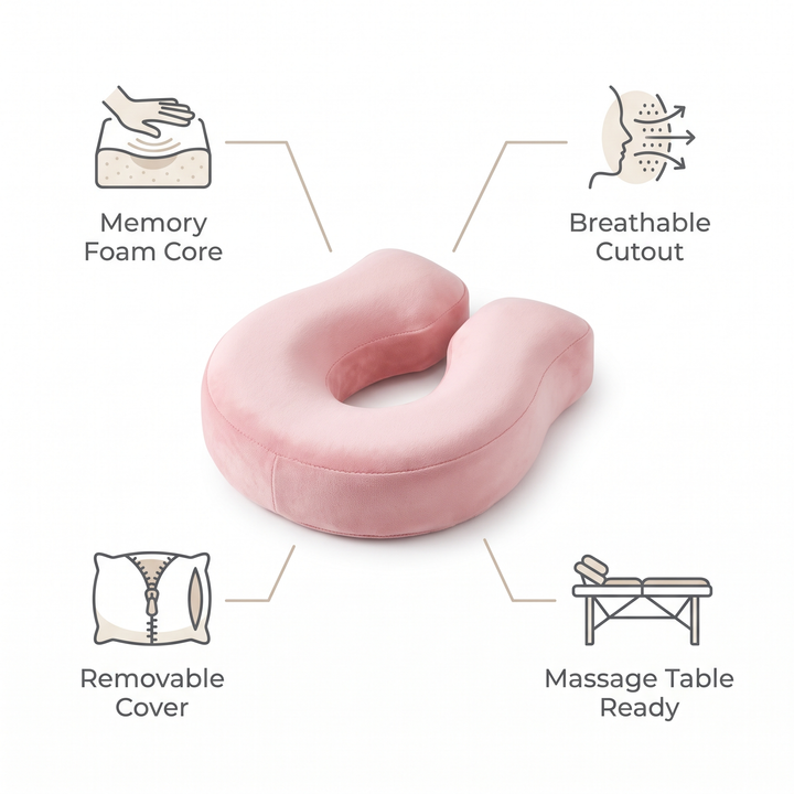 Ergonomic Prone Face Down Pillow Memory Foam Headrest for Massage Table Beauty Salon Physiotherapy Rest Support Cushion