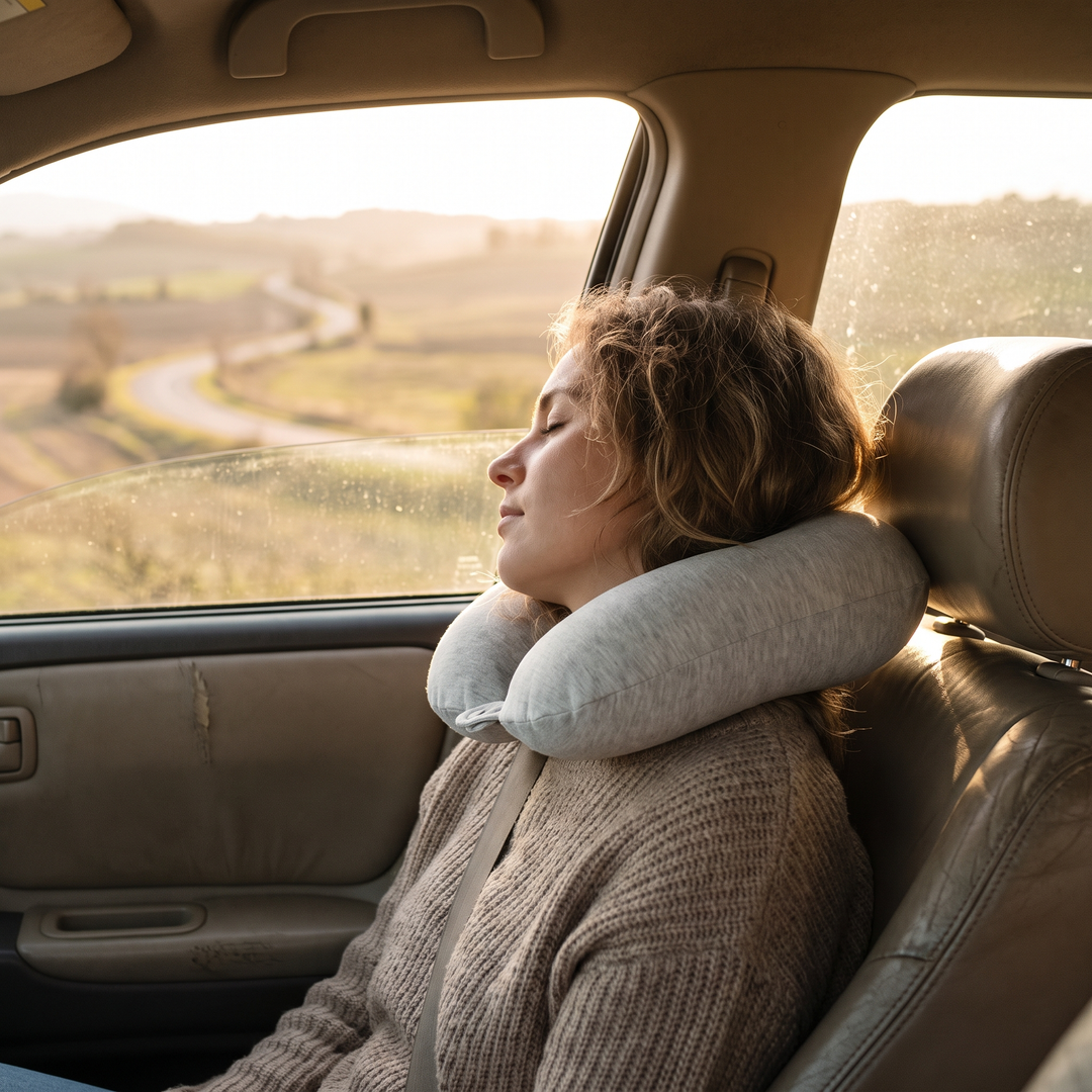 Ergonomic Travel Neck Pillow Memory Foam U-Shaped Neck Support Pillow Adjustable Portable Soft Cervical Rest Pillow for Travel Sleep Office Nap Recovery