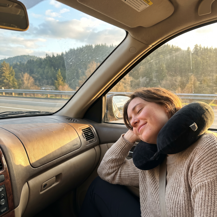 Ergonomic Travel Neck Pillow U-Shape Memory Foam Head and Neck Support Pillow for Airplane Office Nap Cervical Comfort Home and Travel Use