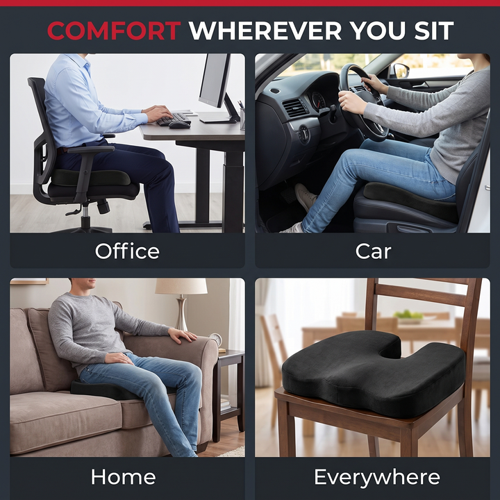 Ergonomic U-Shape Gel Memory Foam Seat Cushion Orthopedic Coccyx Tailbone Support Office Chair Car Seat Pain Relief Cushion