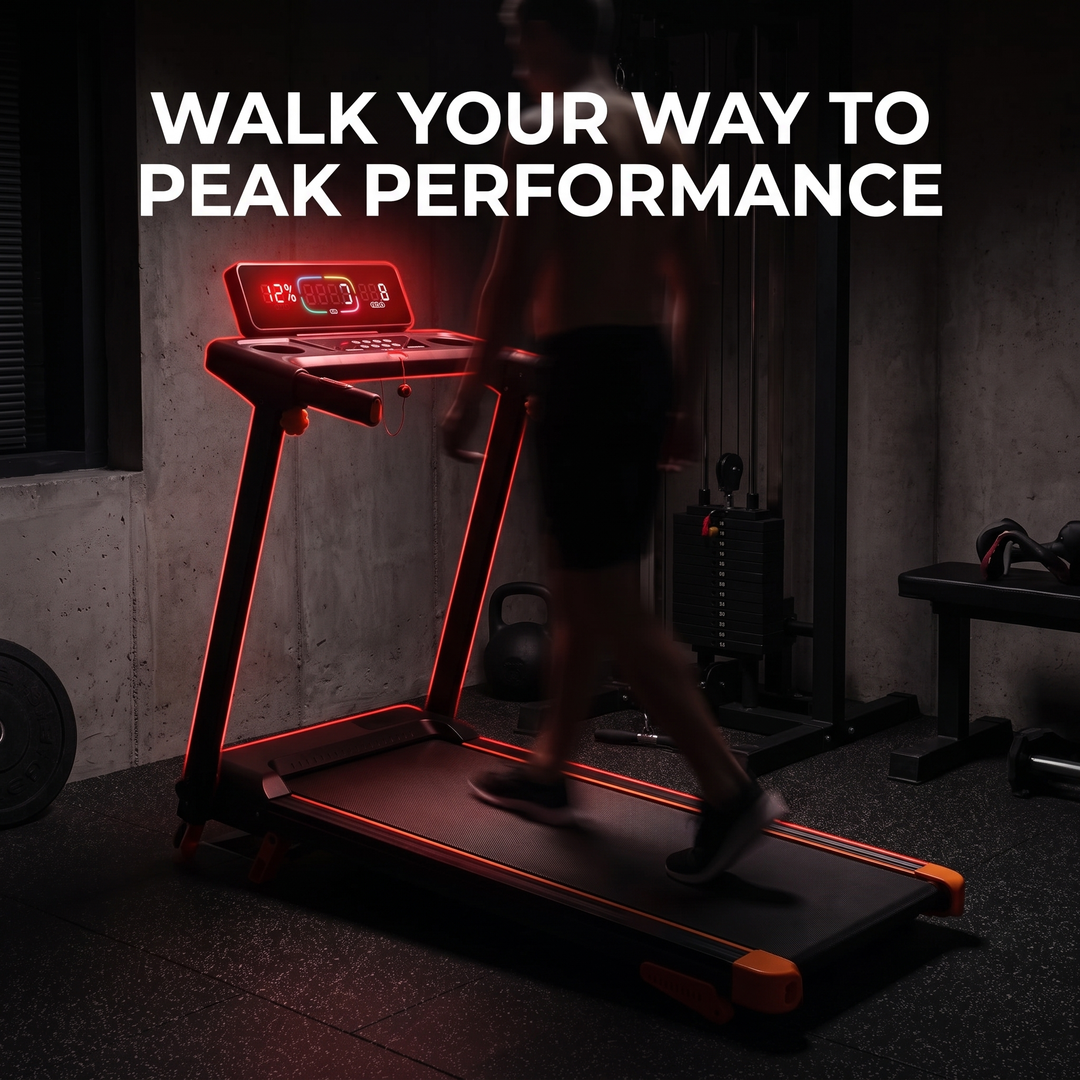 Foldable Walking Pad Treadmill with 12% Incline 12 HIIT Modes 300LB Capacity Home Gym Treadmill with App Heart Rate LED Display Speaker