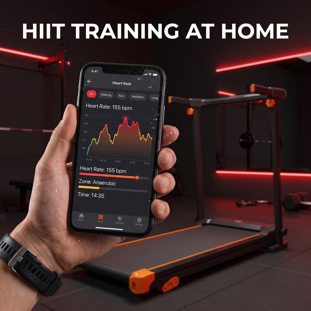 Foldable Walking Pad Treadmill with 12% Incline 12 HIIT Modes 300LB Capacity Home Gym Treadmill with App Heart Rate LED Display Speaker