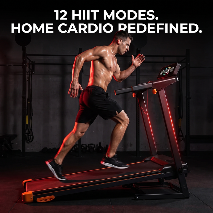 Foldable Walking Pad Treadmill with 12% Incline 12 HIIT Modes 300LB Capacity Home Gym Treadmill with App Heart Rate LED Display Speaker