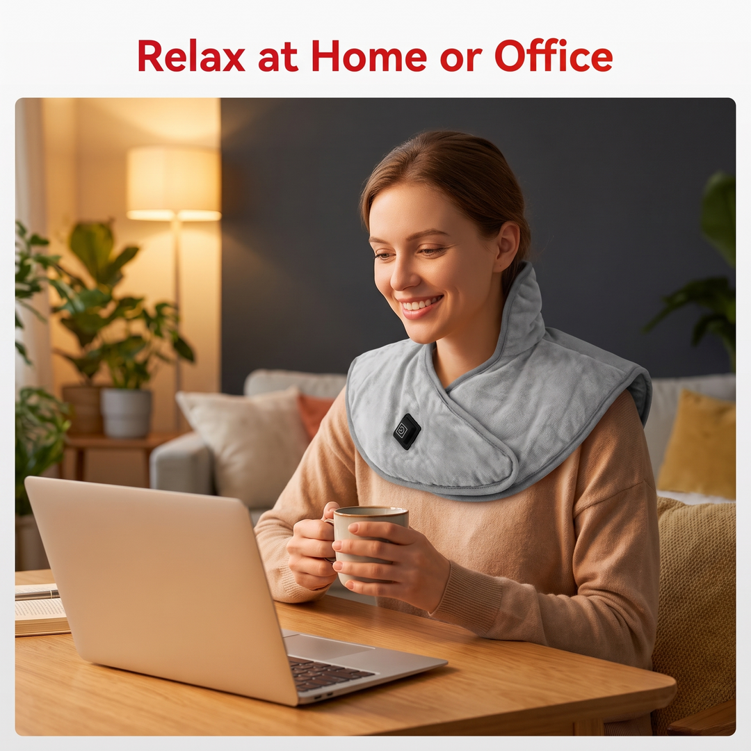 Heated Shoulder Neck Wrap Electric Heating Pad USB Powered Adjustable Heat Settings Muscle Tension Support Pad for Neck Back Shoulder Relaxation Home Office Use