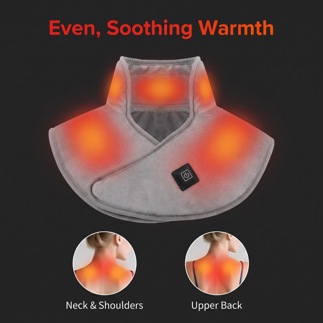 Heated Shoulder Neck Wrap Electric Heating Pad USB Powered Adjustable Heat Settings Muscle Tension Support Pad for Neck Back Shoulder Relaxation Home Office Use