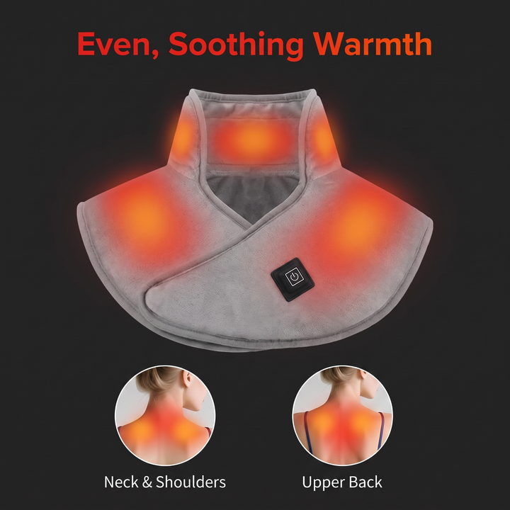 Heated Shoulder Neck Wrap Electric Heating Pad USB Powered Adjustable Heat Settings Muscle Tension Support Pad for Neck Back Shoulder Relaxation Home Office Use