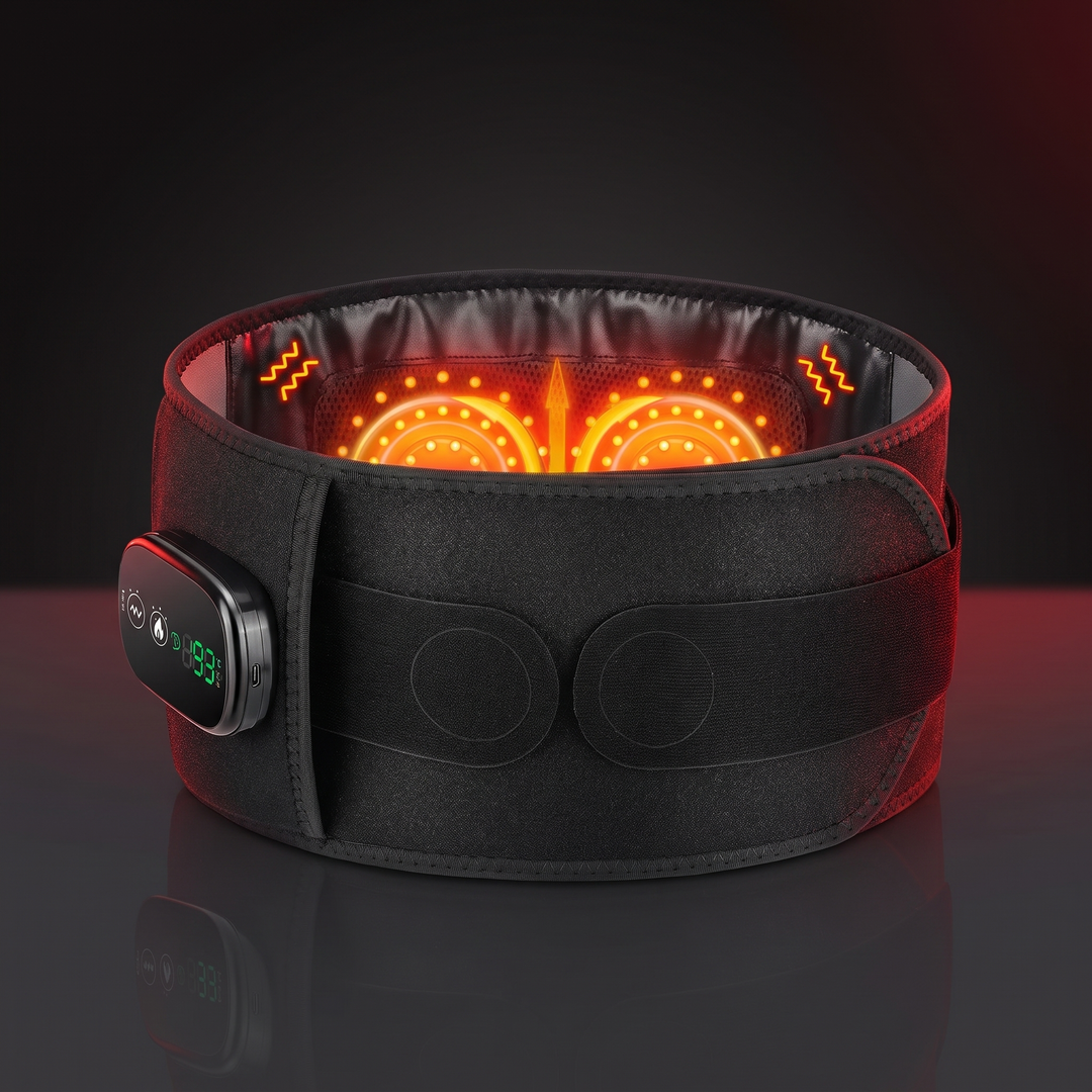 Heated Waist Support Belt Vibration Massage Lumbar Brace Adjustable Heat Levels Back Pain Relief Abdomen Warmer Home Use Recovery