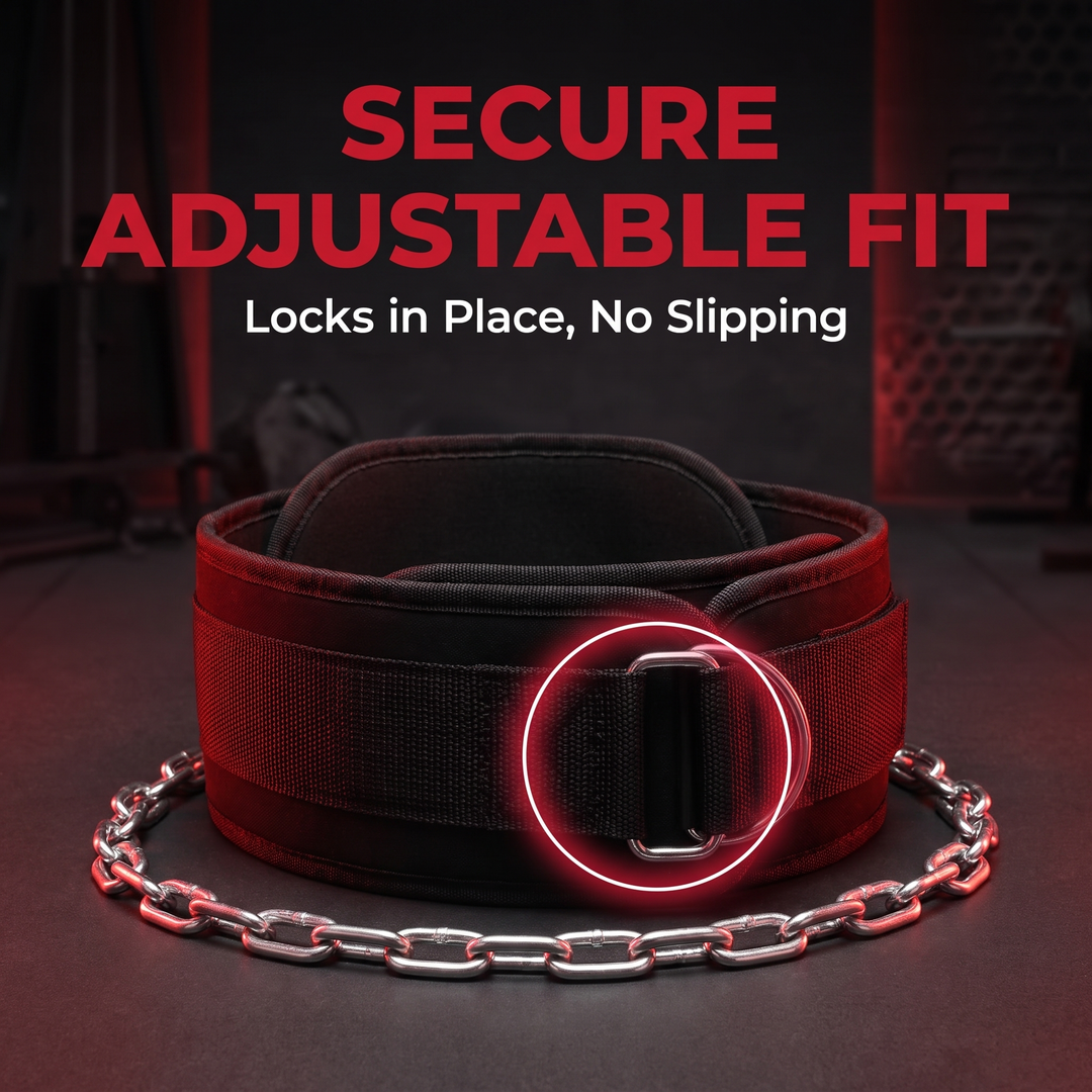 Heavy-Duty Dip Belt for Weightlifting with Chain Neoprene Waist Belt for Pull Ups Chin Ups Strength Training Home Gym Fitness Workout