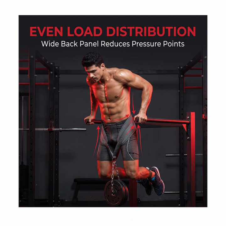 Heavy-Duty Dip Belt for Weightlifting with Chain Neoprene Waist Belt for Pull Ups Chin Ups Strength Training Home Gym Fitness Workout